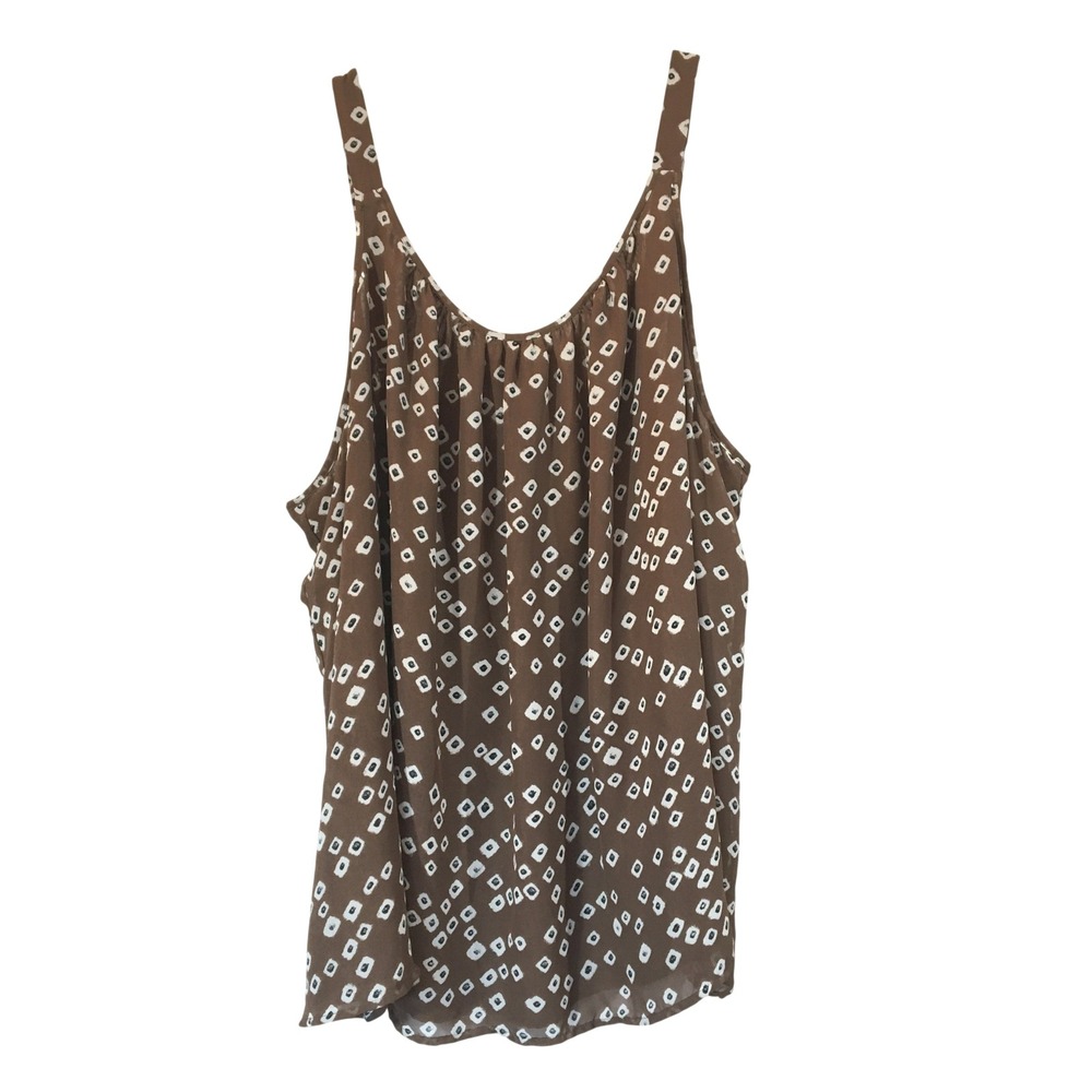 Lane Bryant‎ Mocha Mousse Geometric Print Sheer Overlay Tank Top Plus Size 28